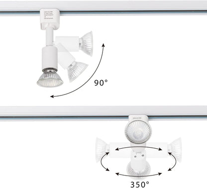 Mirrea H Type Track Lighting Head to GU10 Base Adapter Light Direction Adjustable Pack of 3 (White)