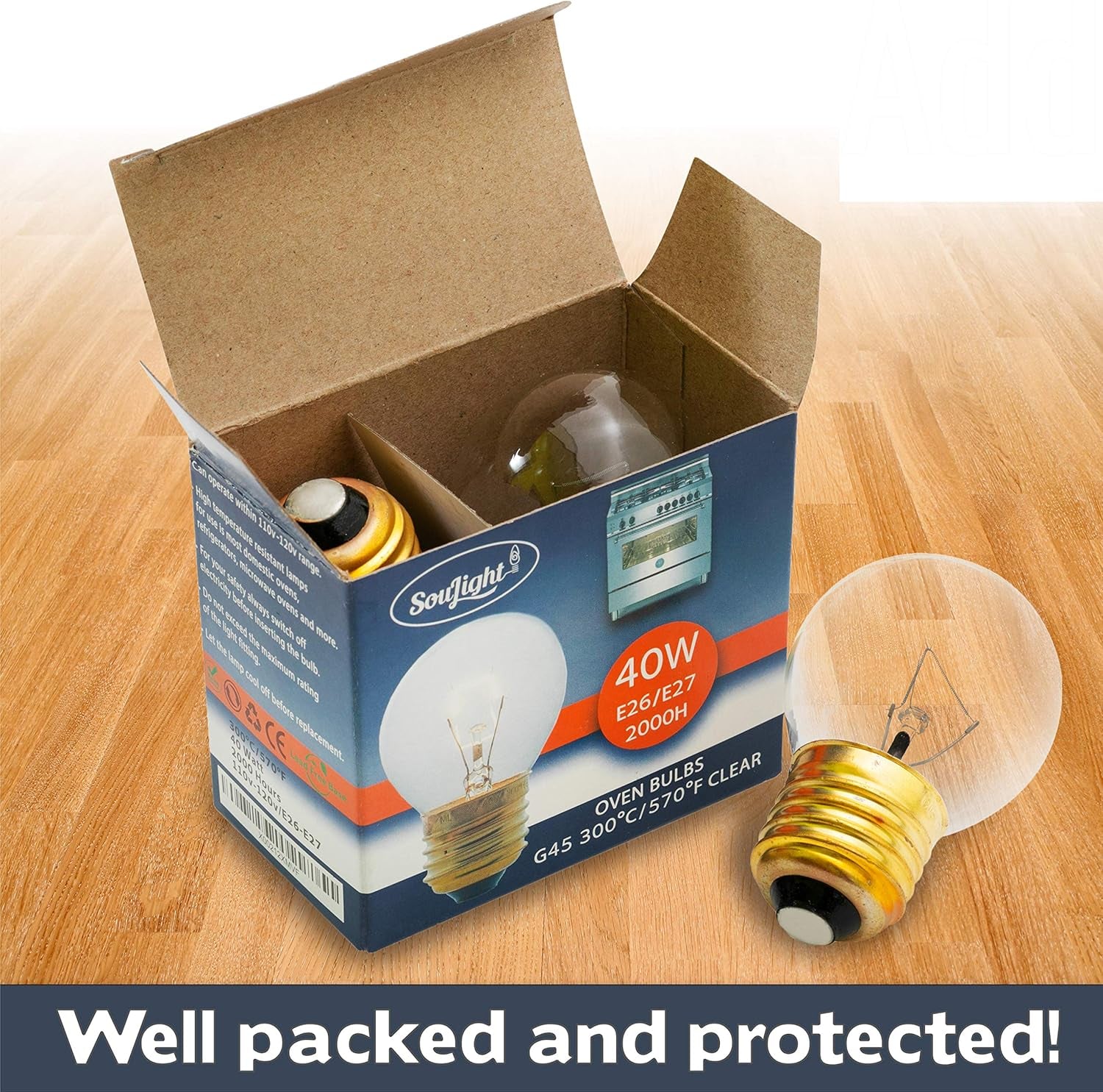 Oven Light Bulbs – 40 Watt Appliance Replacement Bulbs for Oven, Stove, Refrigerator, Microwave. Incandescent - High Temp G45 E26/E27 Socket -Warm White - 400 Lumens - Clear.2 Pack