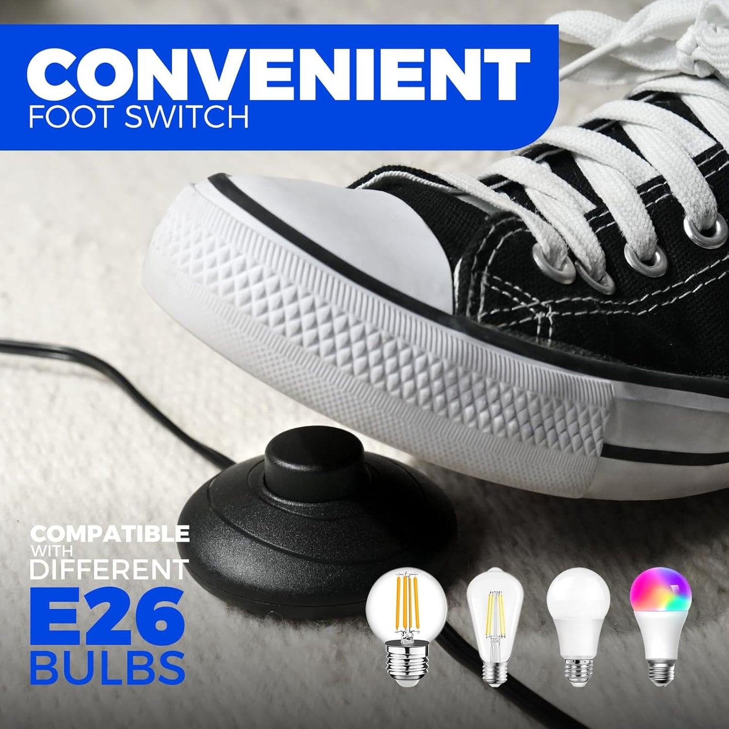 Barrina Uplighting Indoor Spotlight, 2700K E26 Bulb, 2 in 1 Detachable Tree up Lights Floor Can Light, Spotlights for Indoor Plants Picture Home, 6.56FT Plug Cord & Foot Switch, Black, 2 Packs