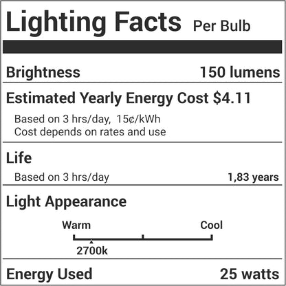Bluestars E12 T20 25W Incandescent Bulbs Salt Lamp 120V - 2700K Warm White Light 150Lm for Himalayan Salt Lamps & Baskets, Scentsy Plug-In & Wax Warmers, Night Lights - Pack of 8