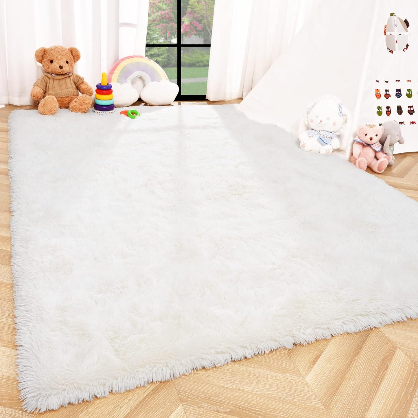 ISEAU Black Rug Super Soft Shaggy 4X6 Feet Rugs for Bedroom, Fluffy Area Rug for Living Room Floor Rug, Fuzzy and Comfy Carpet Nursery Shag Rug for Kids Boys Room Decor