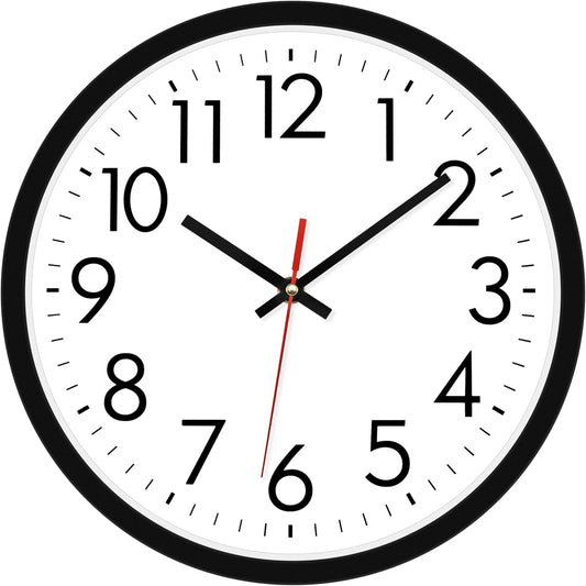 Lumuasky Wall Clock, Silent Non-Ticking 12 Inch Quartz Battery Operated round Analog Wall Clock for Classroom,School, Office, Living Room, Bedroom,Kitchen