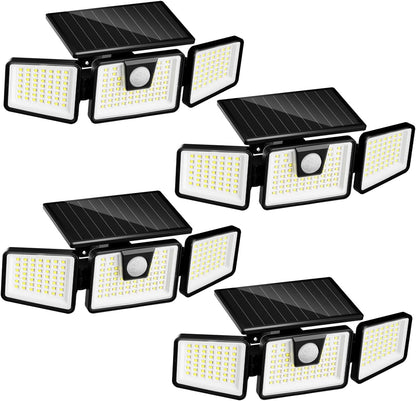 INCX Solar Lights Outdoor with Motion Sensor,Solar Lights for outside 3 Heads Security Lights,156 LED Flood Light Spotlight, IP65 Waterproof 2 Pack