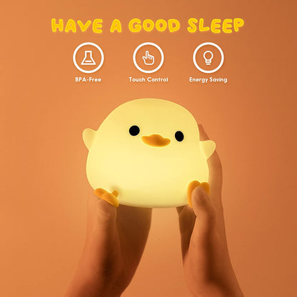 UNEEDE LED Cute Bean Duck Night Light, Dodo Duck Silicone Nursery Night Light Rechargeable Table Lamp Bedside Lamp with Touch Sensor for Bedrooms, Living Room