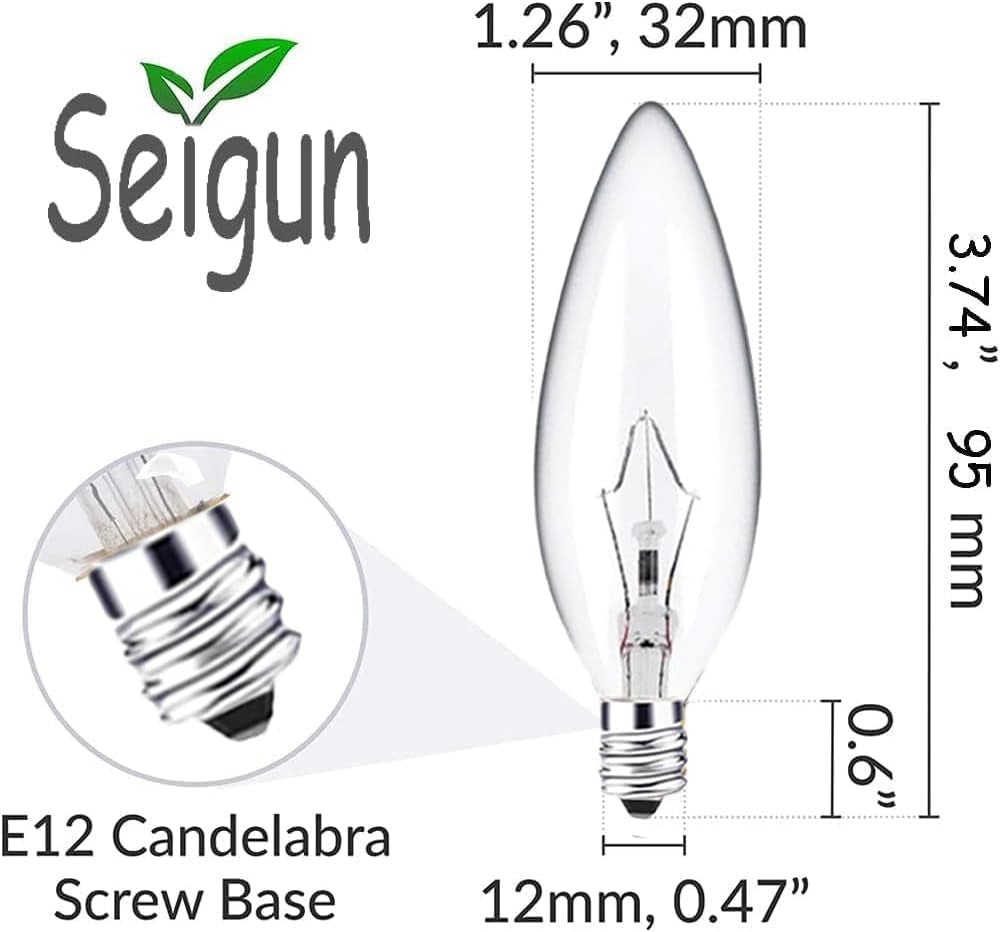 12-Pack Candelabra Light Bulbs, 60 Watt Clear Candelabra Base,Flame Shaped Incandescent Chandelier Light Bulbs, E12 B10 with Warm White 2700K, 600 Lumen Dimmable