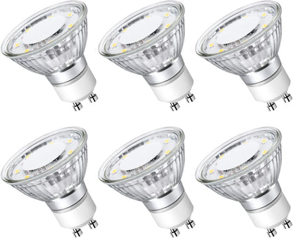 LE GU10 LED Light Bulbs Non-Dimmable, 5000K Daylight White GU10 Bulb Replacement for Recessed Track Lighting, 4W LED Bulbs with 100°Flood Beam for Kitchen, Range Hood, Living Room, Bedroom, 6 Pack