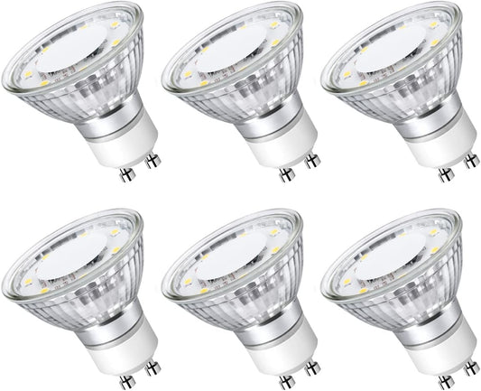 LE GU10 LED Light Bulbs Non-Dimmable, 5000K Daylight White GU10 Bulb Replacement for Recessed Track Lighting, 4W LED Bulbs with 100°Flood Beam for Kitchen, Range Hood, Living Room, Bedroom, 6 Pack