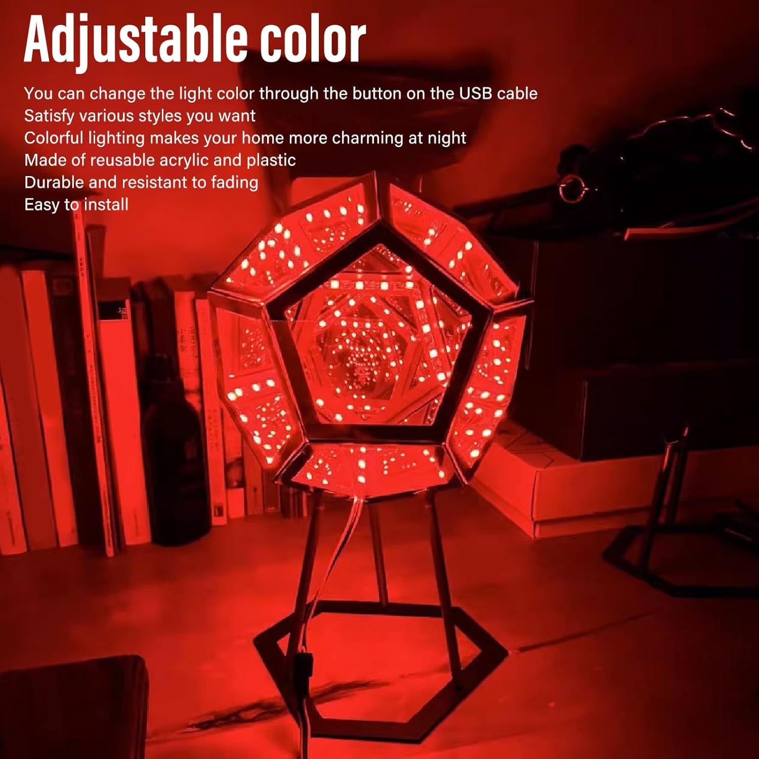 Acogedor Dodecahedron Light, USB 3D Cube Light, LED Desk Table Lamp Light Gaming Light, Ambient Night for Home Decoration