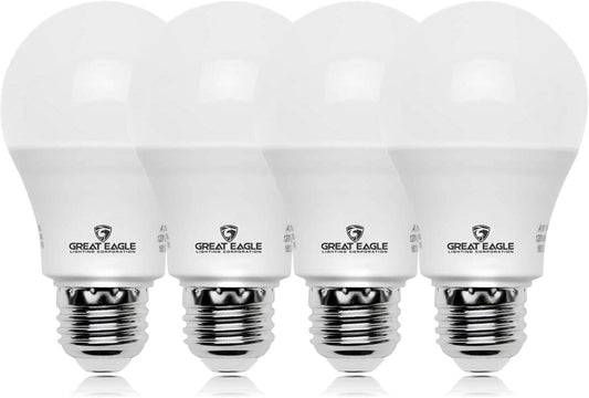 GREAT EAGLE LIGHTING CORPORATION A19 LED Light Bulb, 6W (40W Equivalent), UL Listed, 2700K (Warm White), 450 Lumens, Non-Dimmable, Standard Replacement (4 Pack)