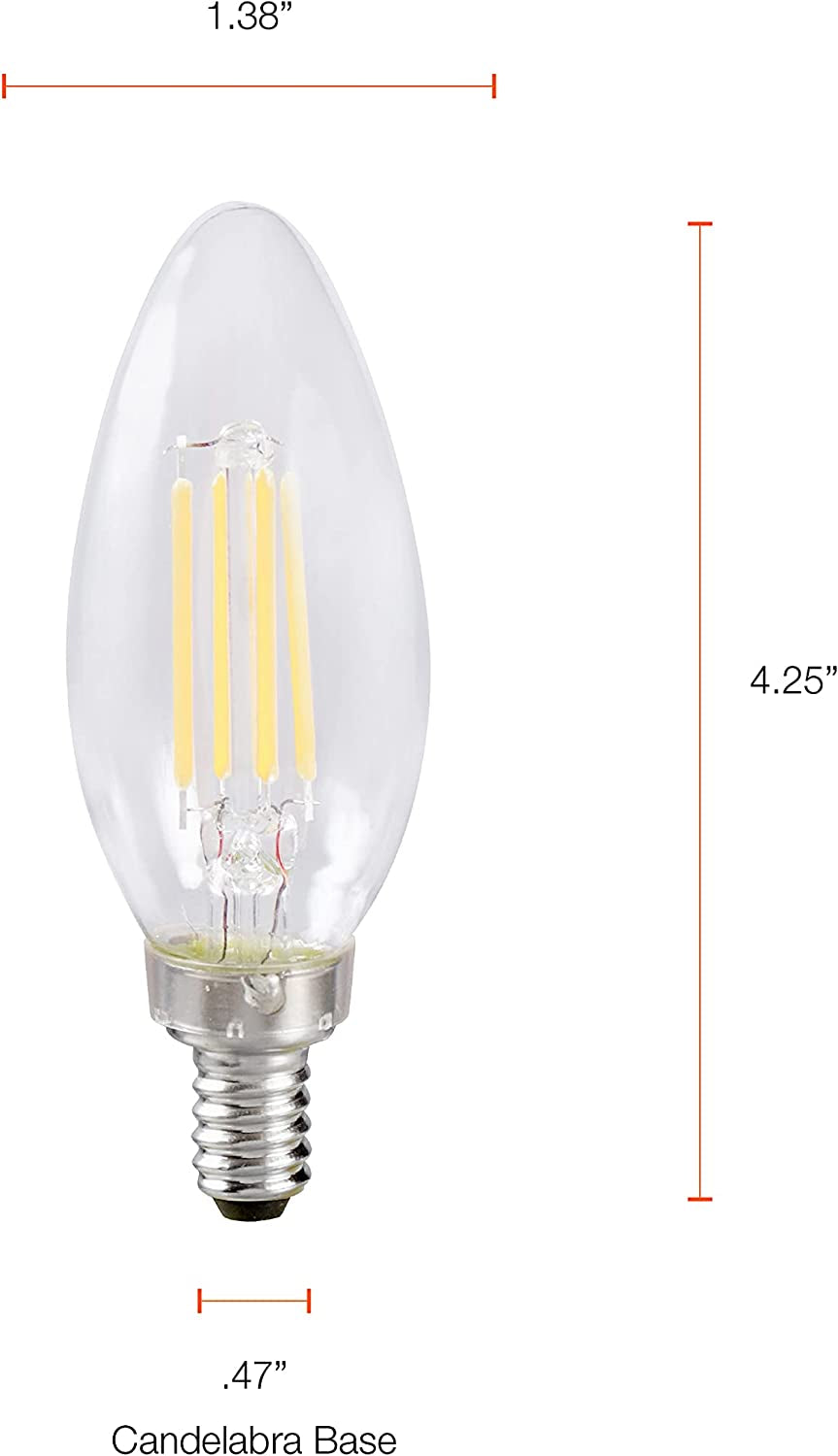 SYLVANIA ECO LED B10 Light Bulb, 40W=2.5W, 7 Year, 300 Lumens, Non-Dimmable, Clear, 2700K, Soft White - 6 Pack (40878)