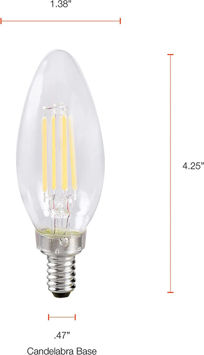 SYLVANIA ECO LED B10 Light Bulb, 40W=2.5W, 7 Year, 300 Lumens, Non-Dimmable, Clear, 2700K, Soft White - 6 Pack (40878)