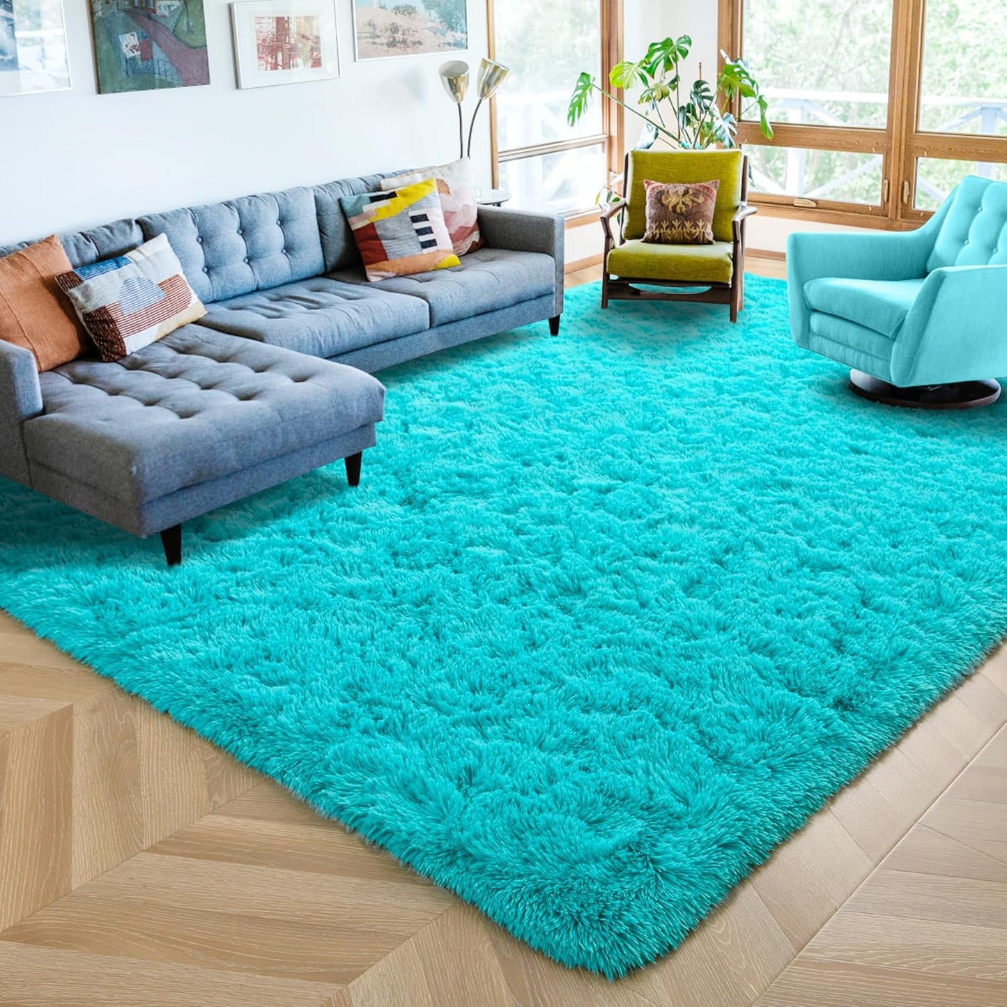 ISEAU Black Rug Super Soft Shaggy 4X6 Feet Rugs for Bedroom, Fluffy Area Rug for Living Room Floor Rug, Fuzzy and Comfy Carpet Nursery Shag Rug for Kids Boys Room Decor