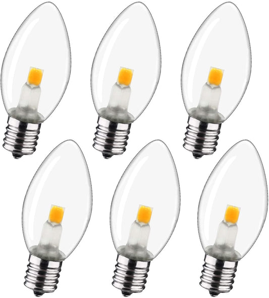 Night Light Bulb – C7 E12 LED Bulbs – Candelabra, 0.6 Watt Equivalent 7W Incandescent Bulb, Warm White 2700K, Window Candles & Chandeliers Replacement Bulb, 6 Pack
