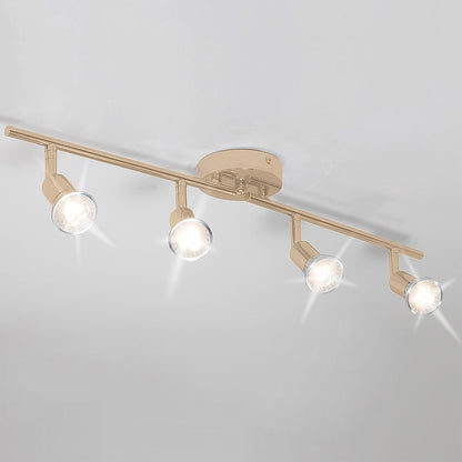 Qcyuui Track Lighting Kit,6-Light LED Ceiling Track Light with Adjustable Light Head, Flush Mount Ceiling Spot Lighting Fixtures for Kitchen,Dining Room,Bedroom,Office(6 X GU10 Bulbs Included)