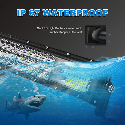 50" LED Light Bar Curved T-Former Triple Row 684W Flood Spot Combo Beam off Road Lights 2Pc 4Inch 60W Spot Driving Fog Lights with Rocker Switch Harness Wiring for Trucks, ATV, UTV, Jeep, Boat, Pickup