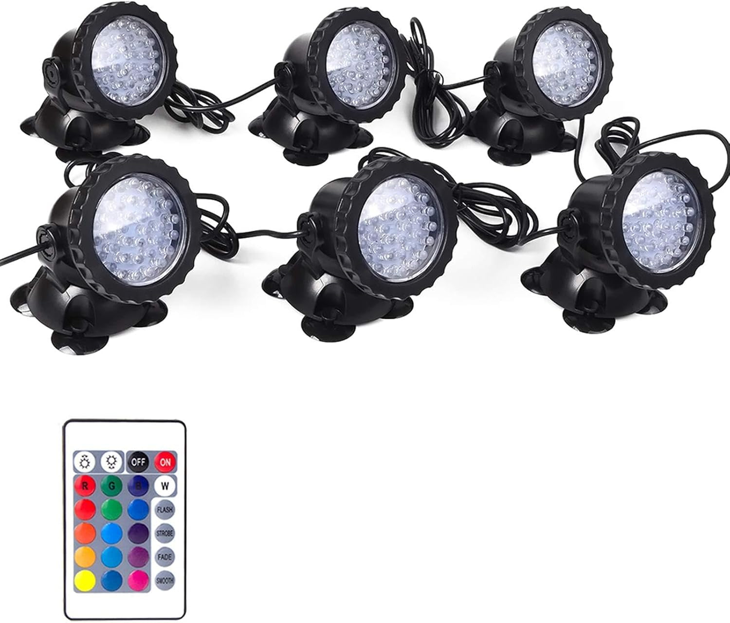 Pond Lights, IP68 Waterproof RGB Pond Lights LED Dimmable Underwater Landscape Lawn Light, 6 Pack