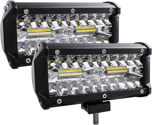 Zmoon 7Inch 2PCS Led Light Bar,240W 24000Lm Led Fog Driving Lights Off-Road Lights with Spot&Flood Combo Beam,Waterproof Die-Casting Aluminum Alloy Shell for Jeep Boat UTV Truck ATV