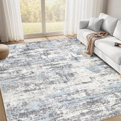 Area Rugs for Living Room: 9X12 Abstract Washable Rug Modern Neutral Large Soft Stain Resistant Non-Slip Backing Machine Table for Bedroom Dining Room Indoor Home Office Carpet - Gold Brown