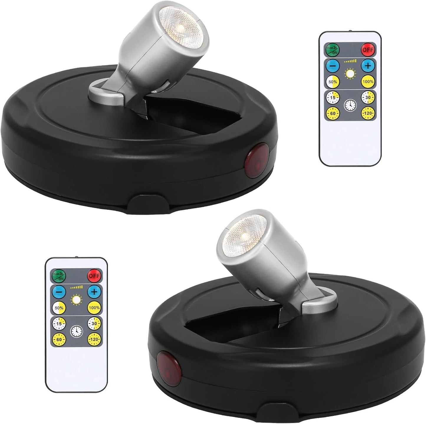 Spotlight Battery Powered, Wireless Picture Light, Accent Spot Light for Indoor Plant Tree, Display LED Puck Lights with Remote and Timer, Stick Uplighting for Photo Painting Dartboard Wall Decor Art