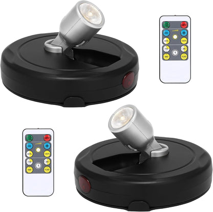 Spotlight Battery Powered, Wireless Picture Light, Accent Spot Light for Indoor Plant Tree, Display LED Puck Lights with Remote and Timer, Stick Uplighting for Photo Painting Dartboard Wall Decor Art