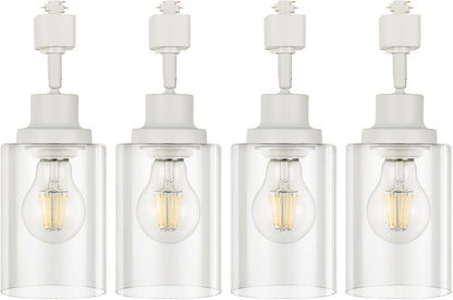 Vanoopee H Type Track Lighting Heads E26 Track Light Ceiling Modern for Kitchen, Compatible with H Track Lighting Rail System, Gold Track Lighting Fixtures with Glass Lamp Shade, 4 Pack, No Bulbs