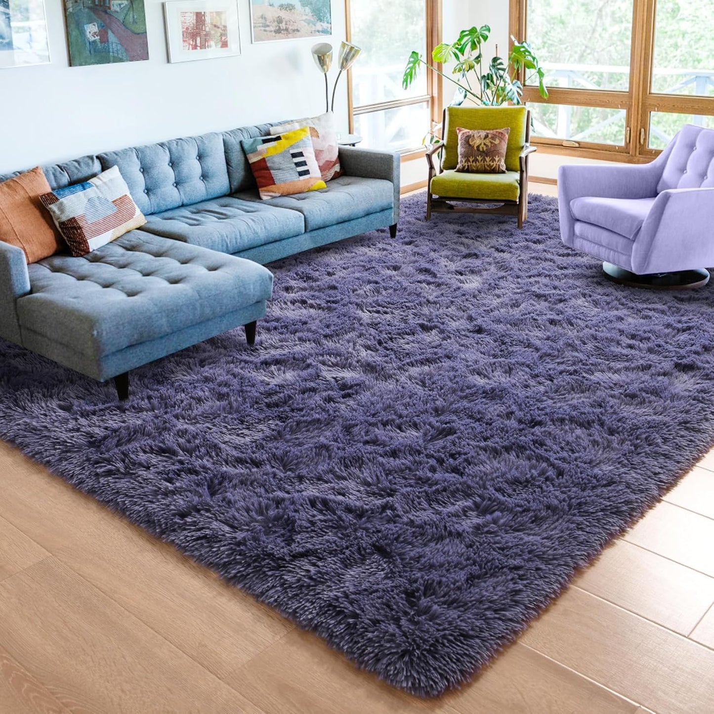 ISEAU Black Rug Super Soft Shaggy 4X6 Feet Rugs for Bedroom, Fluffy Area Rug for Living Room Floor Rug, Fuzzy and Comfy Carpet Nursery Shag Rug for Kids Boys Room Decor
