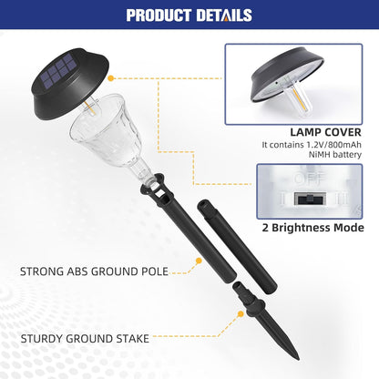 APONUO 8 Pack Solar Pathway Lights Outdoor Waterproof,Ip65 Solar Walkway Lights with Auto On/Off and 2 Lighting Modes,Outdoor Landscape Lighting for Yard Garden Pathway Walkway Driveway