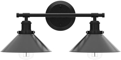 Alynzee 2 Light Bathroom Vanity Light Fixtures,Farmhouse Wall Sconce Matte Black Finish Industrial Bathroom Vanity Lighting for Bathroom Kitchen Living Room Workshop Cafe