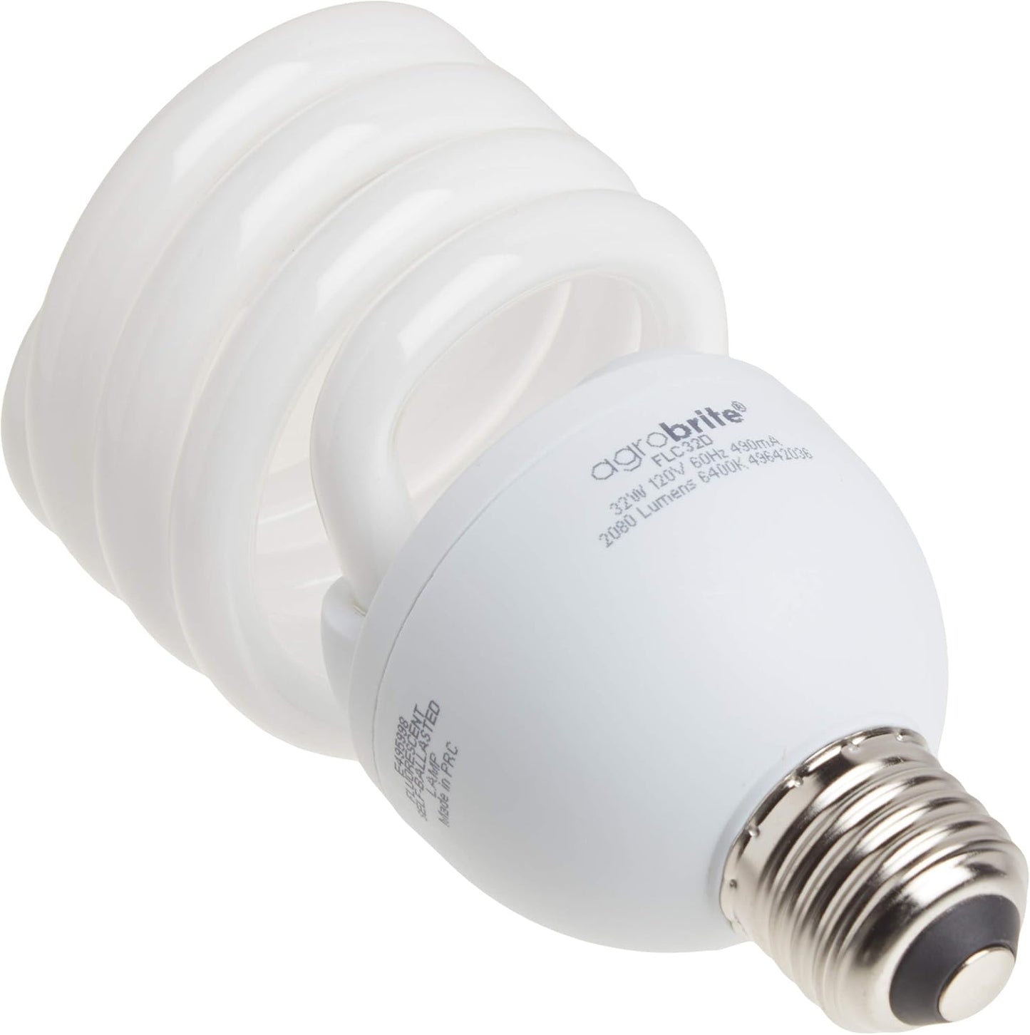Hydrofarm Agrobrite FLC32D Compact, 32 Watt, 6400K Fluorescent Spiral Grow Lamp, 1 Count (Pack of 1), Brown/A