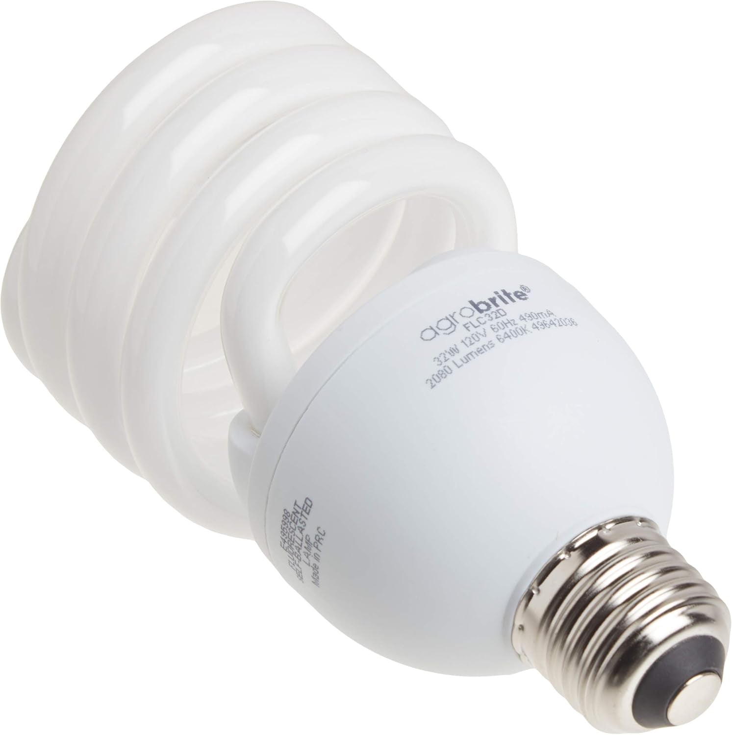 Hydrofarm Agrobrite FLC32D Compact, 32 Watt, 6400K Fluorescent Spiral Grow Lamp, 1 Count (Pack of 1), Brown/A