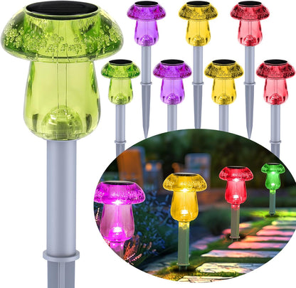 Solar Lights Outdoor, 8 Pack Solar Pathway Lights Outdoor, Solar Powered LED Mushroom Solar Garden Lights, Outdoor Solar Lights for Yard, Landscape, Path, Patio, Outside,Driveway,Backyard (Warm White)