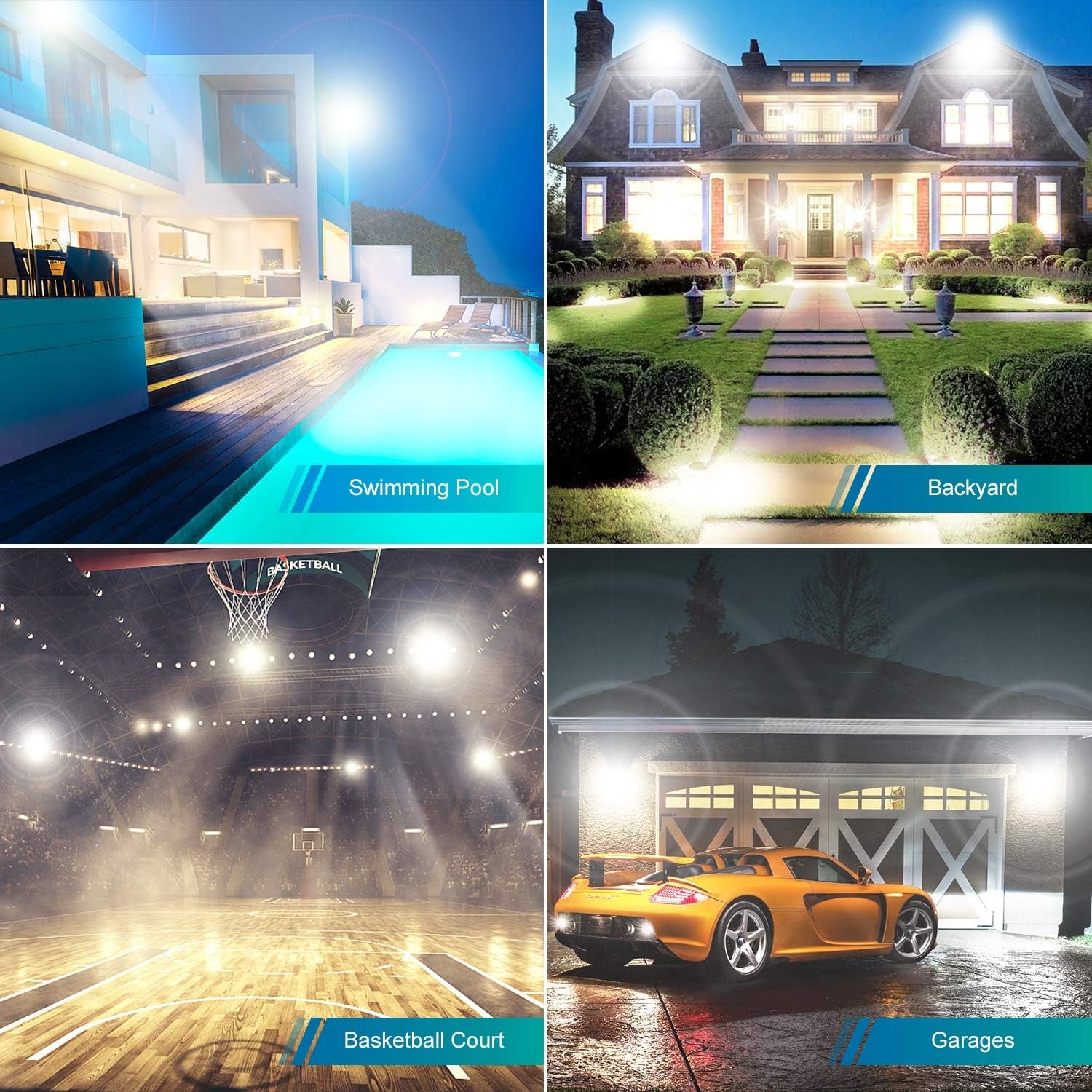 Ustellar 3 Pack 80W LED Flood Lights Outdoor Bright 800W Equiv. 24000LM Security Light outside Lamp IP66 Waterproof 5000K Daylight White Spot Light Exterior Floodlight Lighting for Yard Backyard House