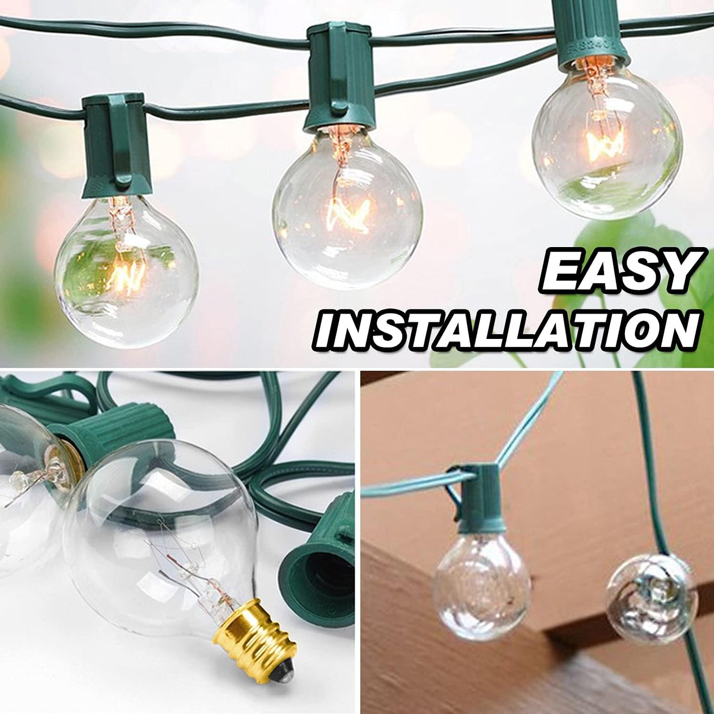 G40 Replacement Bulbs, 120V 5 Watt Clear Globe Incandescent Light Bulbs Fits E12 C7 Candelabra Base, Dimmable String Light Bulbs Replacement for Indoor Outdoor Patio Decor, (25 Pack)