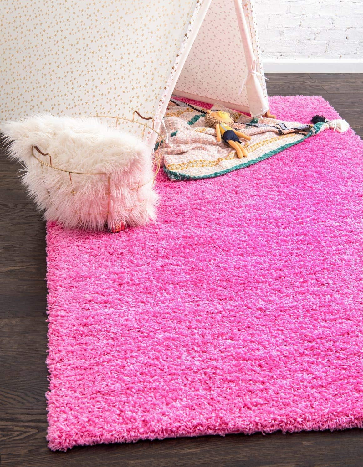 Unique Loom Solid Shag Collection Area Rug (8' X 11' Rectangle Cloud Gray)