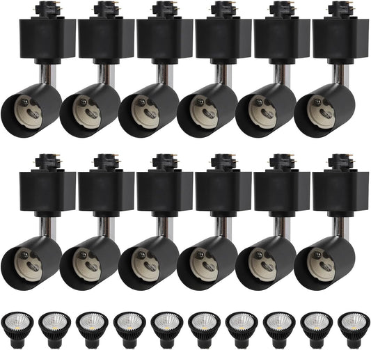 EAGLOD 10W H Track Lighting Heads with GU10 Bulb, Track Light Heads,Dimmable Halo Type Adapter,110V Track Light Replacement Fixtures,3000K Warm White Ceiling Spotlight for Accent,Home 12Pack (Black)