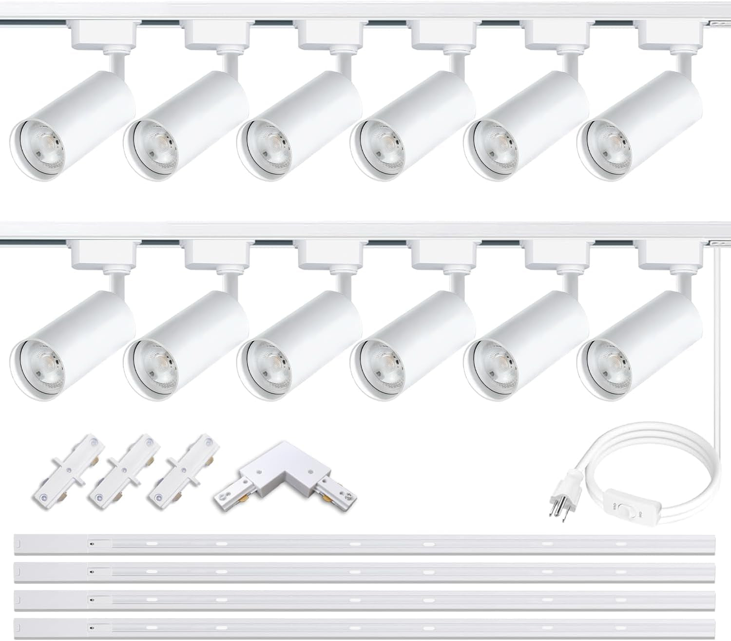 Ultra-Bright H Type Track Lighting Kit with 13.1 FT Track Rails, 12 Heads 3000K Warm White 20W 2400Lm, Dimmable Plug in LED Track Lights Modern Indoor Spotlight Fixture
