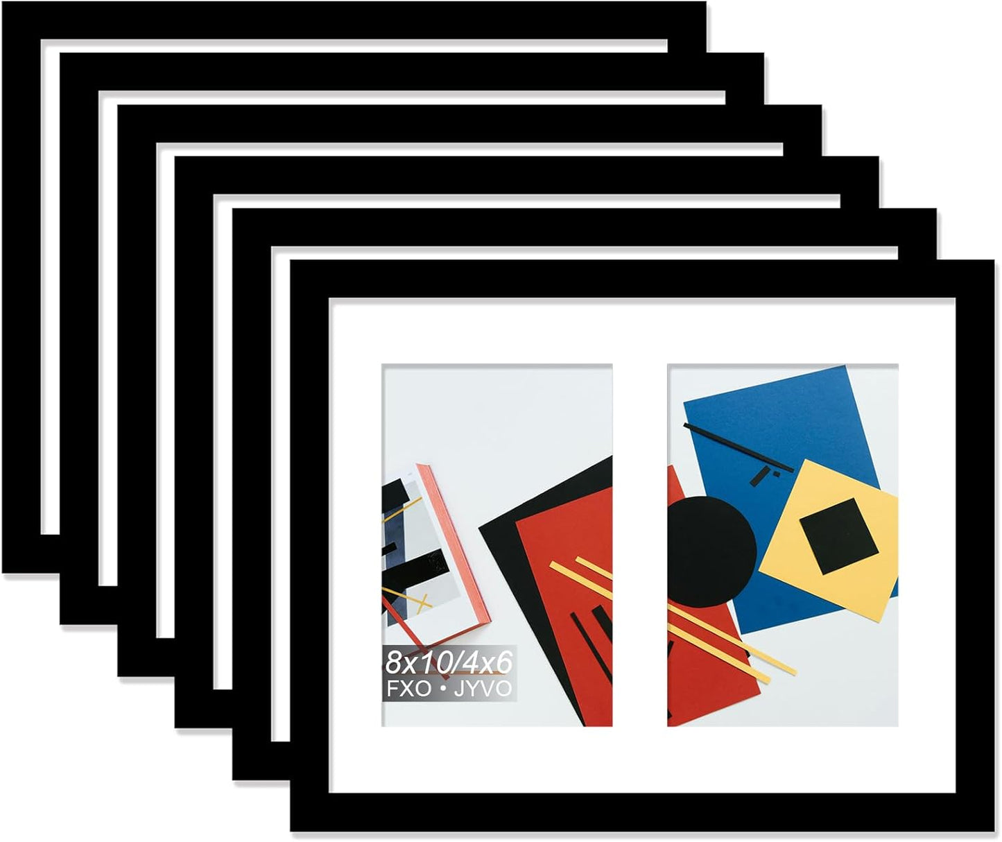 4X6 Picture Frame Collage, Display 6 4X6 Picture Collage or 13X13 Photo Only without Mat, Light Weight and High Transparent Frame for Wall - 1 Pack/Black/6-Openings