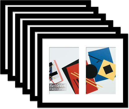 4X6 Picture Frame Collage, Display 6 4X6 Picture Collage or 13X13 Photo Only without Mat, Light Weight and High Transparent Frame for Wall - 1 Pack/Black/6-Openings