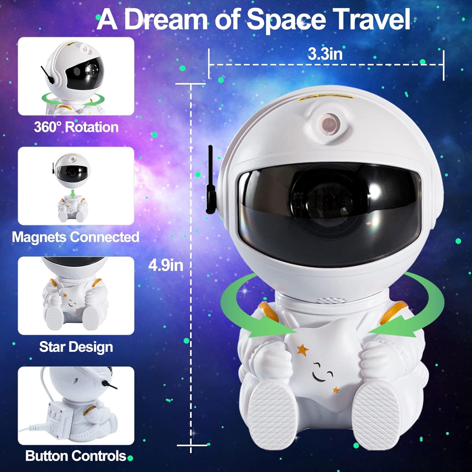 Astronaut Galaxy Projector Night Light for Kids Bedroom Star Projector with Remote Control, Aesthetic Nebula Astronaut Projector Ambient Lighting for Gaming Room, Home Theater, Ceiling, Party Decor
