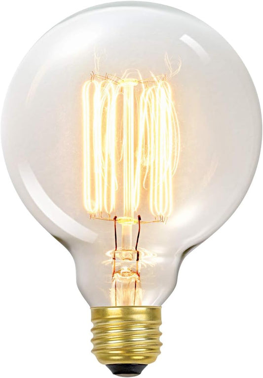 Globe Electric 60W Vintage Edison G30 Vanity Tungsten Incandescent Filament Light Bulb, E26 Standard Base, 245 Lumens