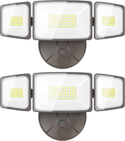 Onforu 2 Pack 60W Flood Lights Outdoor, 6000LM LED Flood Light Outdoor Switch Controlled, IP65 Waterproof Outdoor Flood Light Fixture with 3 Adjustable Heads, 6500K Security Light for Eave Garage Yard