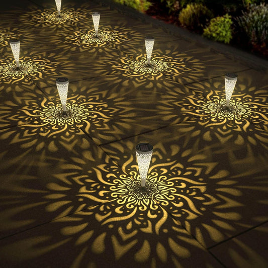 6 Pack Solar Lights Outdoor Garden Decorative Solar Garden Lights with Warm Light Waterproof Solar Pathway Landscape Lights for Path Patio Backyard Walkway Yard Garden Decor (White, 6Pcs)