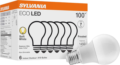 SYLVANIA ECO LED B10 Light Bulb, 40W=2.5W, 7 Year, 300 Lumens, Non-Dimmable, Clear, 2700K, Soft White - 6 Pack (40878)