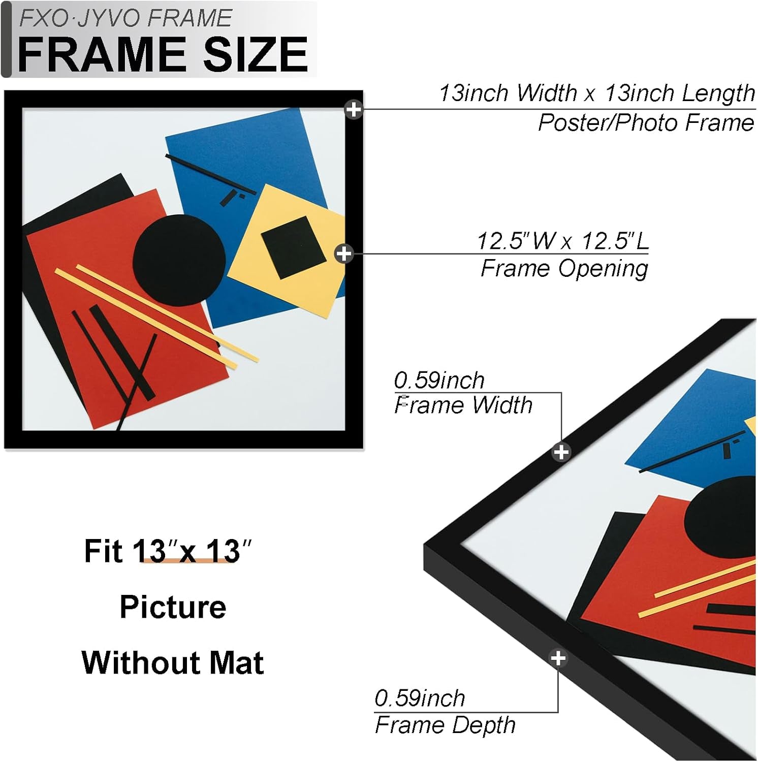 4X6 Picture Frame Collage, Display 6 4X6 Picture Collage or 13X13 Photo Only without Mat, Light Weight and High Transparent Frame for Wall - 1 Pack/Black/6-Openings