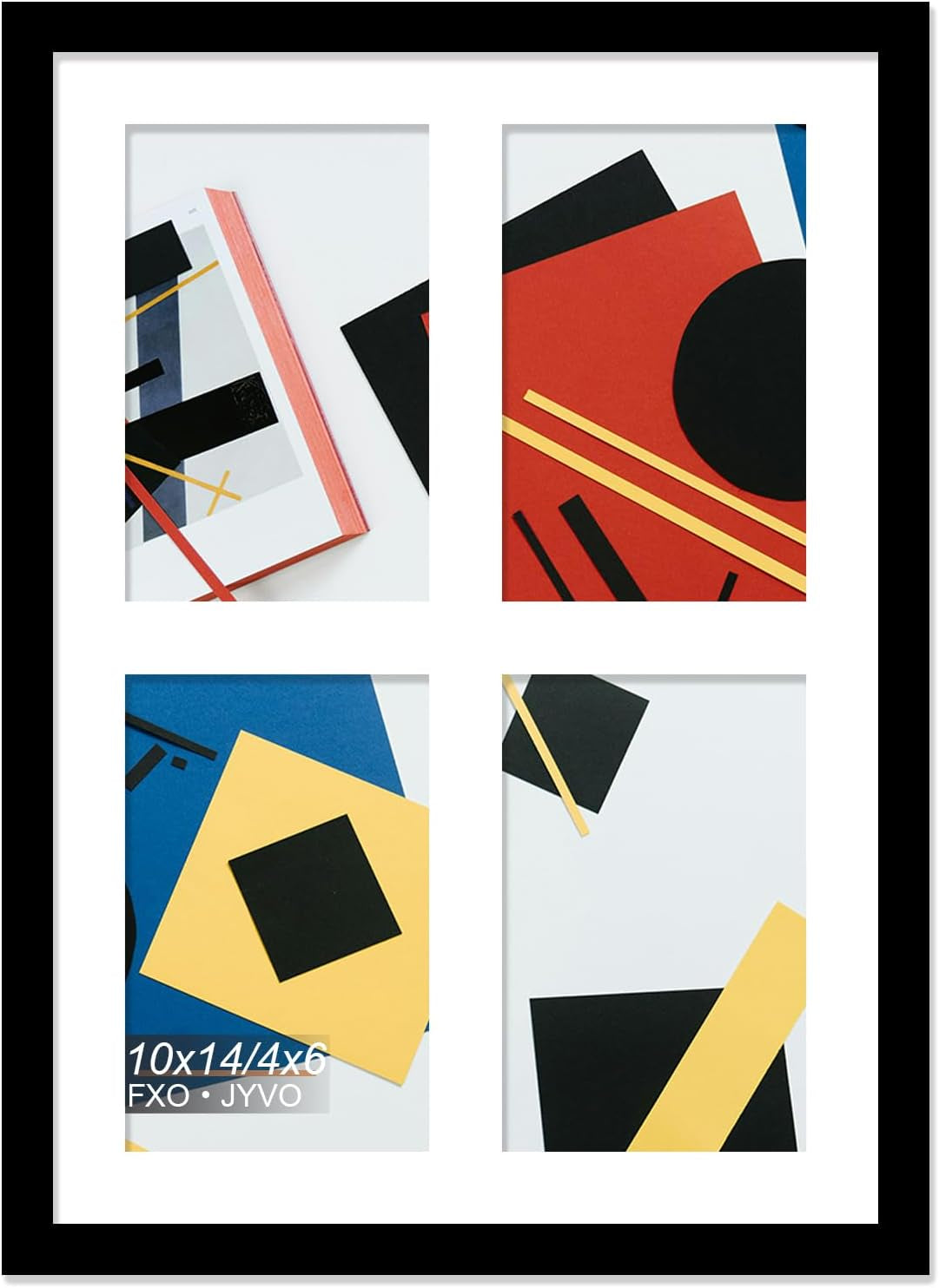 4X6 Picture Frame Collage, Display 6 4X6 Picture Collage or 13X13 Photo Only without Mat, Light Weight and High Transparent Frame for Wall - 1 Pack/Black/6-Openings