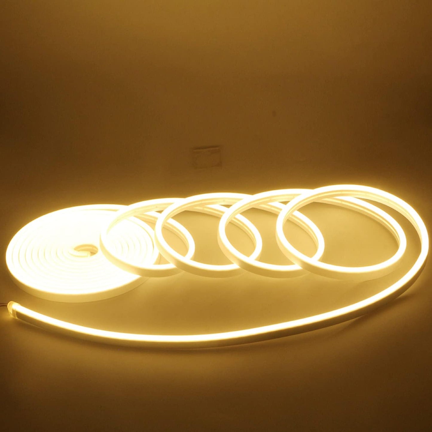Orange Neon LED Strip Light, DC 12V 600 SMD2835 LED Neon Rope Lights,Upgraded 16.4Ft/5M Led Light Strips Flexible Waterproof for Indoor/Outdoors Home Decoration/Diy