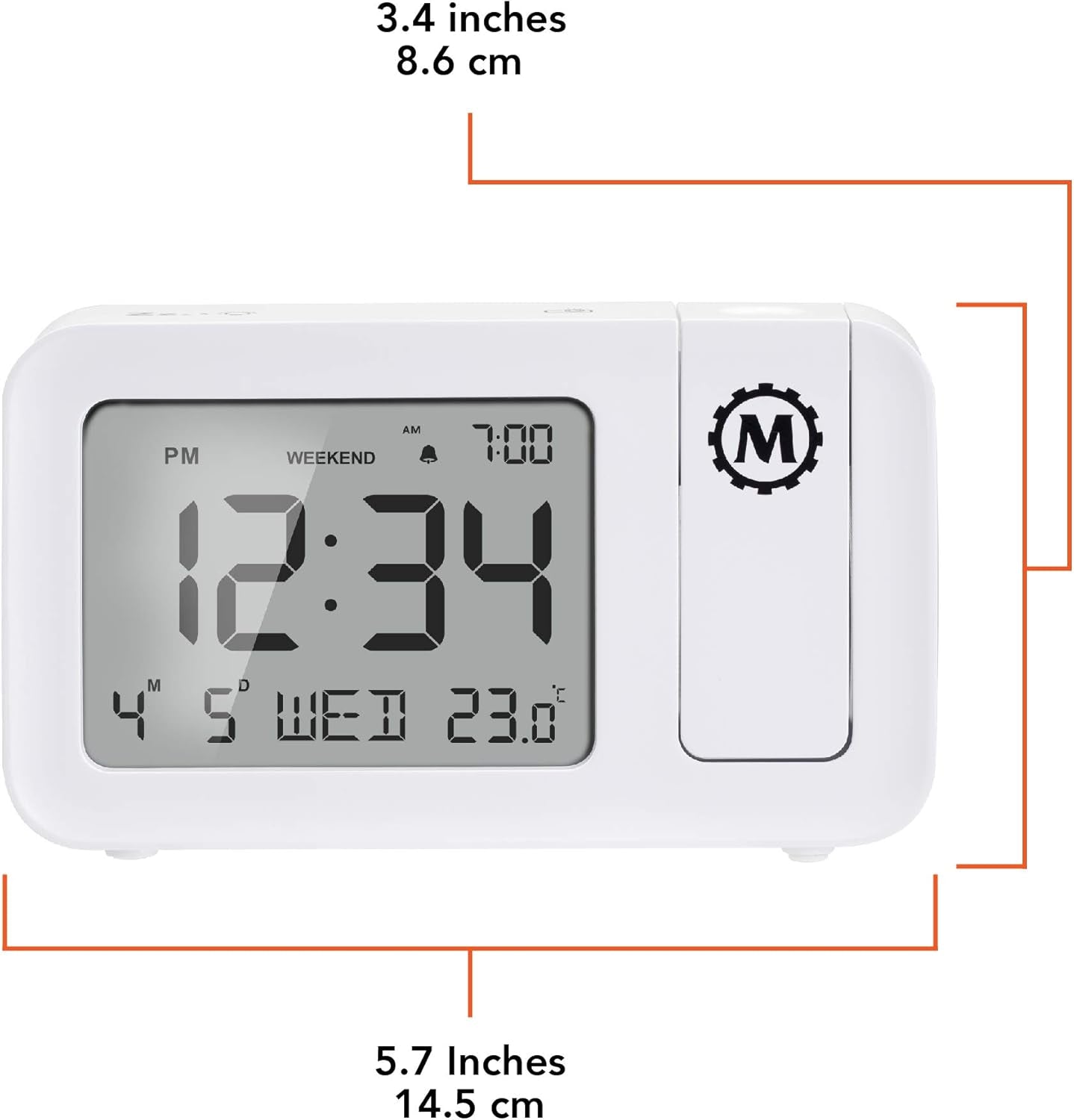 MARATHON Projection Clock with Large Display and Backlight