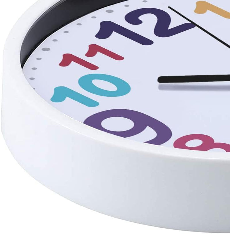 Wall Clock 9 Inch Silent Non Ticking Battery Operated Time Teaching Quartz Home Colorful Read Learn Time Perfect for Teacher'S Classrooms and Kid'S Bedrooms