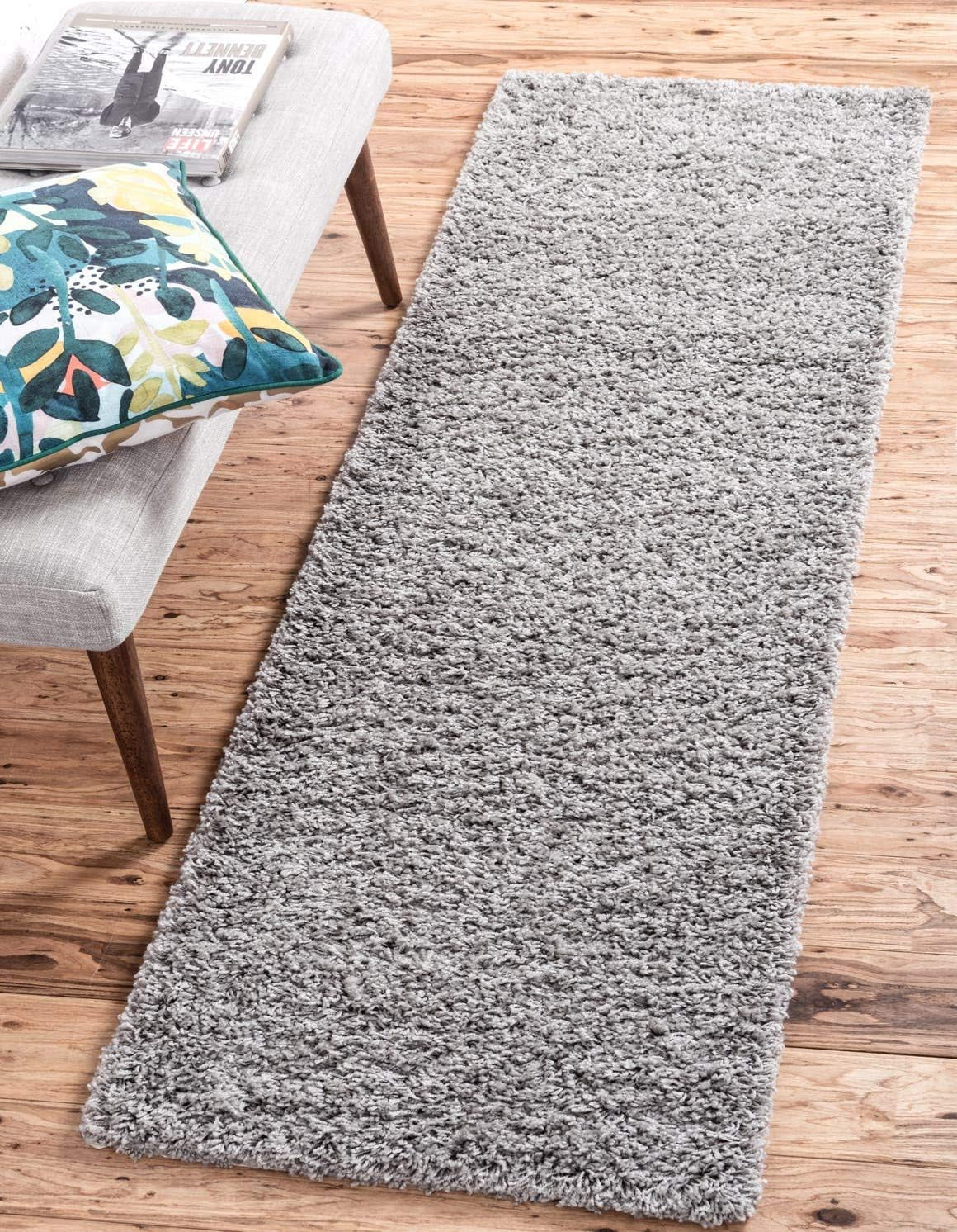 Unique Loom Solid Shag Collection Area Rug (8' X 11' Rectangle Cloud Gray)
