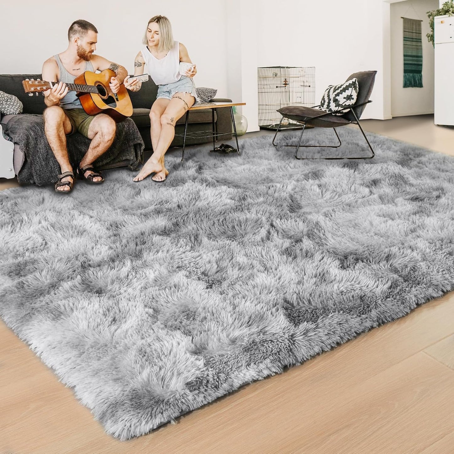 ISEAU Black Rug Super Soft Shaggy 4X6 Feet Rugs for Bedroom, Fluffy Area Rug for Living Room Floor Rug, Fuzzy and Comfy Carpet Nursery Shag Rug for Kids Boys Room Decor
